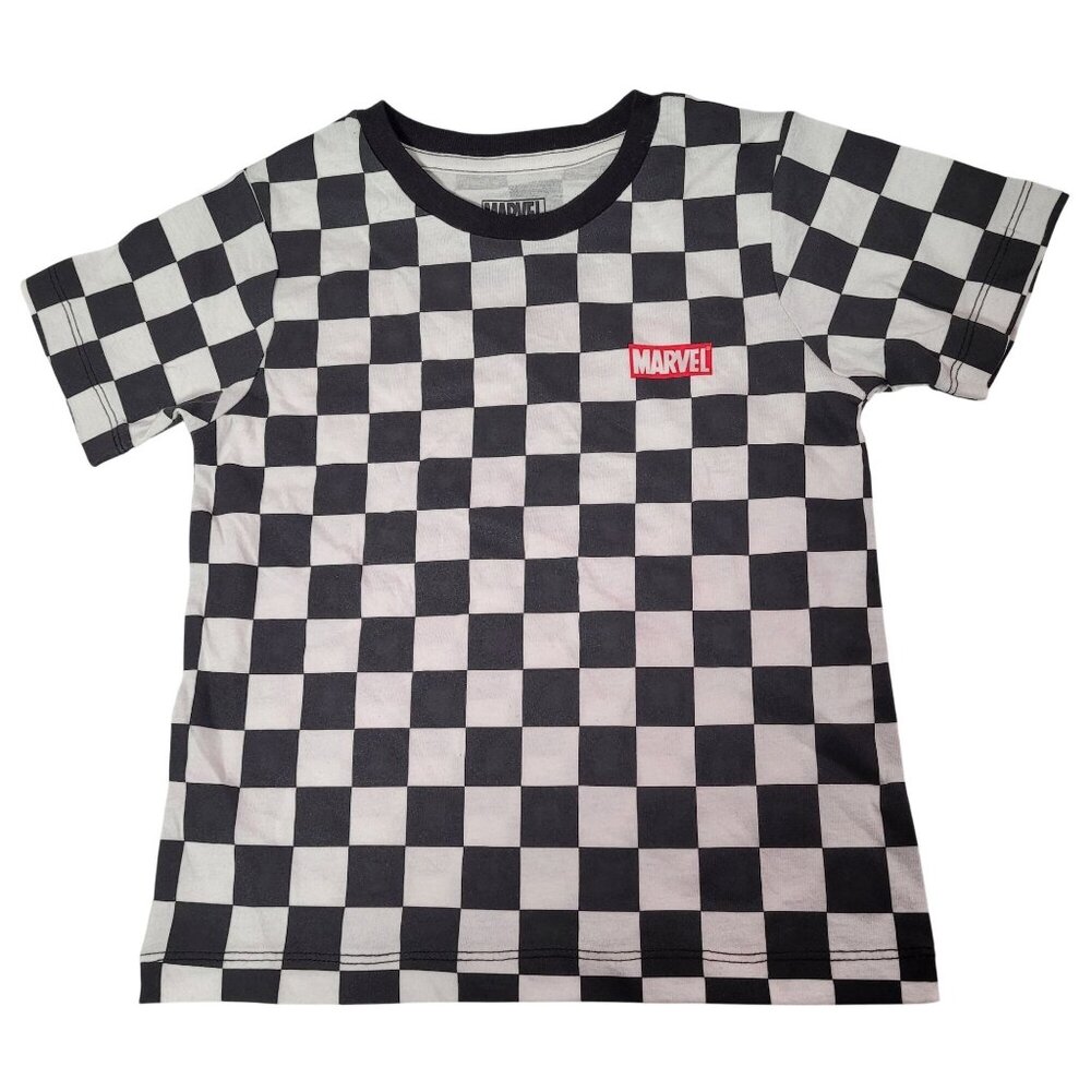 Marvel Toddler Checkered T-Shirt Black & White 100% Cotton Size 2T
